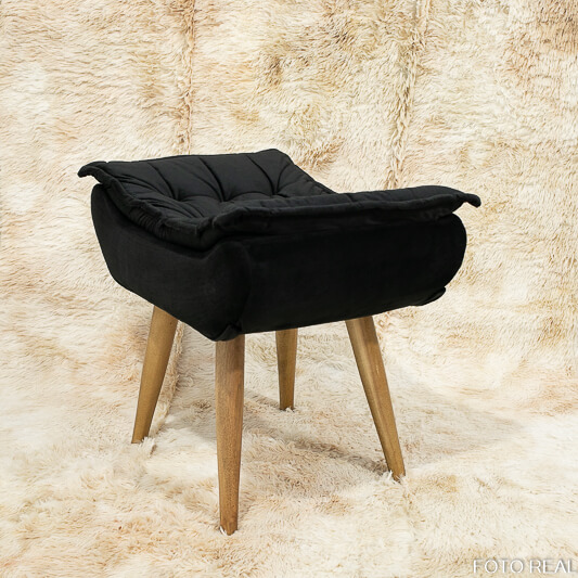 Banqueta Canoa Veludo Preto - Suporta até 130 kg
