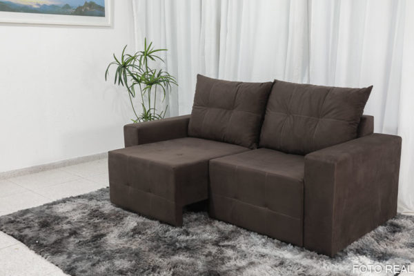 Sofá Retrátil 3 Lugares Havaí Larg.1.80m Veludinho Marrom