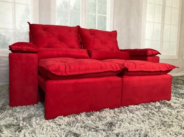 Sofá Retrátil e Reclinável Athenas 2,00m Vermelho
